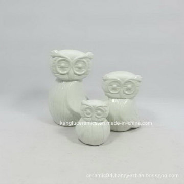 Lovely Owl White Glazed Home Decoration